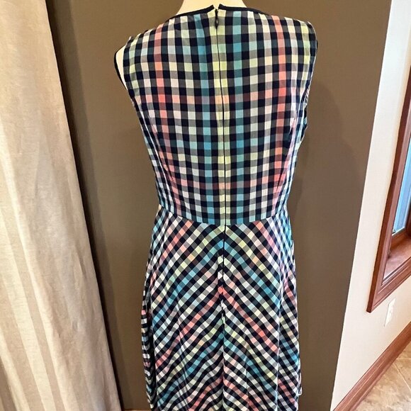 Talbots Checkered Pastel Gingham Sleeveless Penafore Retro 60's Dress, Size 12 - Picture 3 of 12